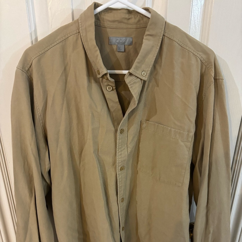 Cos long sleeve button up beige / tan shirt